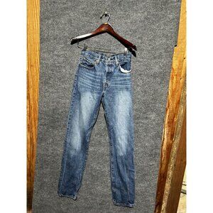 Levis Premium Jeans Womens W27 L32 Medium Wash Blue Straight 100% Cotton Denim